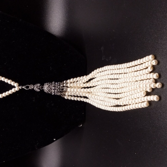 HP: VINTAGE FAUX PEARL TASSEL NECKLACE - Picture 4 of 7